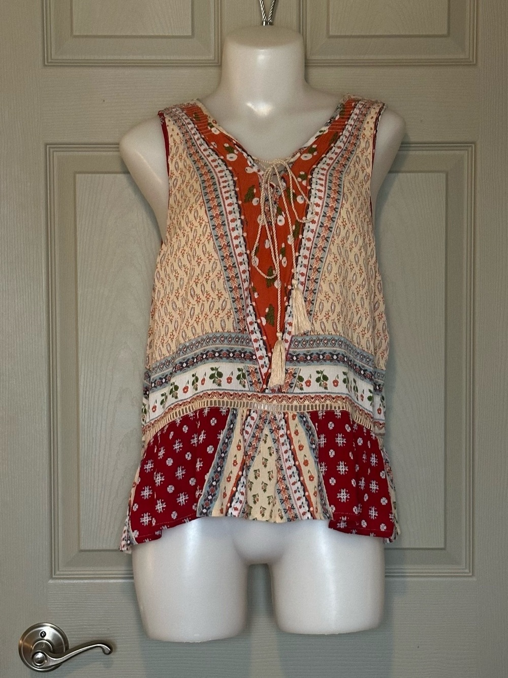 PATRONS of PEACE e Boho Floral Mixed Print Tank - Size Large